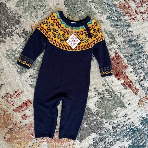 New Hanna Andersson Holiday Nordic Sweater Romper, Heavy Warm size 90 - Picture 1 of 14